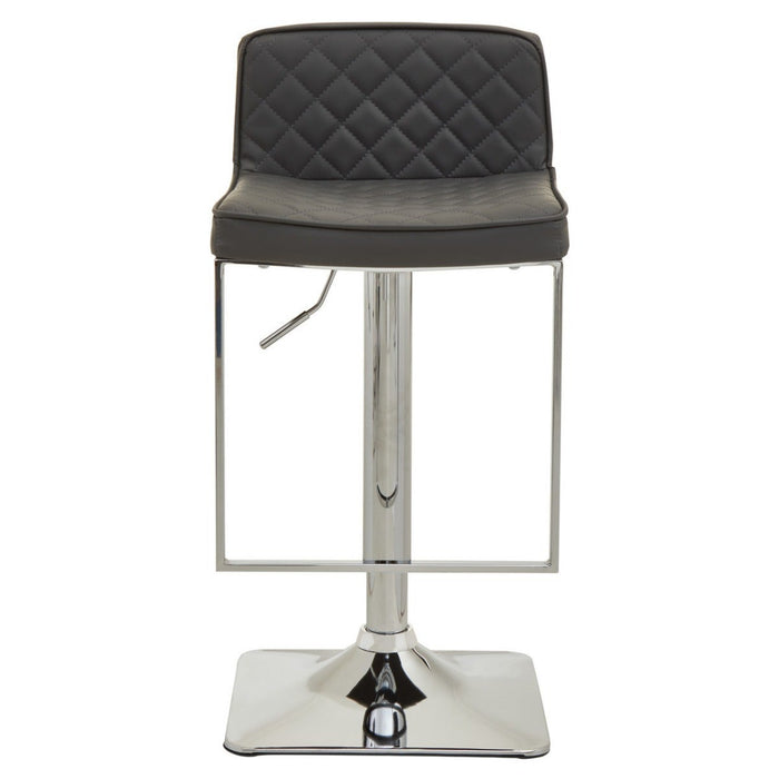 Dark Grey and Chrome Bar Stool with Square Base - Modern Home Interiors