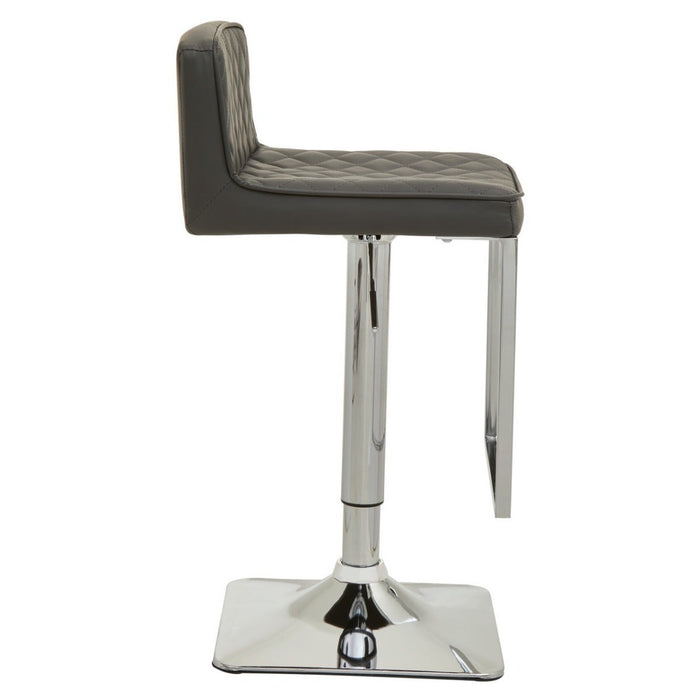 Dark Grey and Chrome Bar Stool with Square Base - Modern Home Interiors