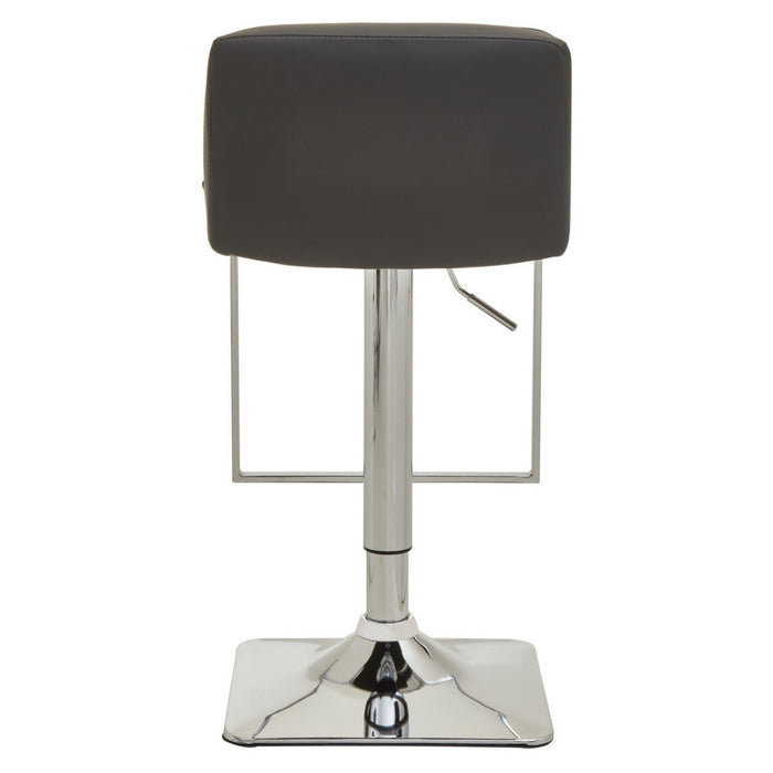 Dark Grey and Chrome Bar Stool with Square Base - Modern Home Interiors