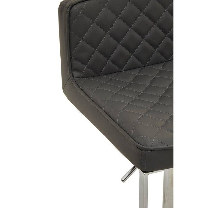 Dark Grey and Chrome Bar Stool with Square Base - Modern Home Interiors