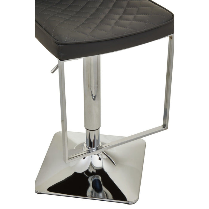 Dark Grey and Chrome Bar Stool with Square Base - Modern Home Interiors