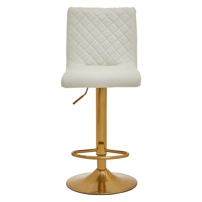 White and Gold Bar Stool with Round Base - Modern Home Interiors