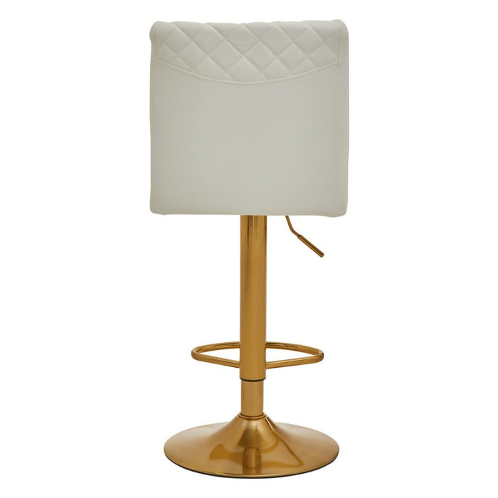 White and Gold Bar Stool with Round Base - Modern Home Interiors