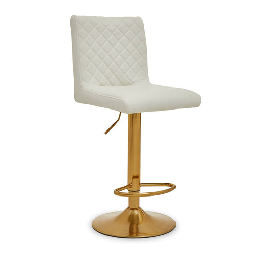 White and Gold Bar Stool with Round Base - Modern Home Interiors