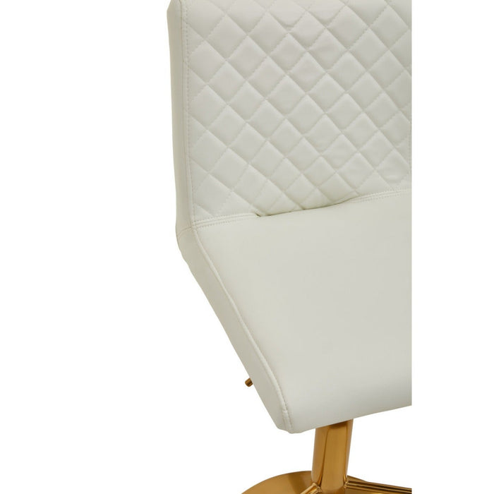 White and Gold Bar Stool with Round Base - Modern Home Interiors