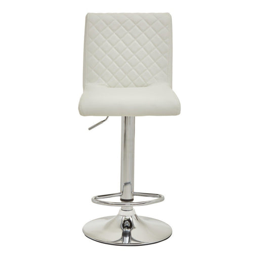 White and Chrome Bar Stool with Round Base - Modern Home Interiors