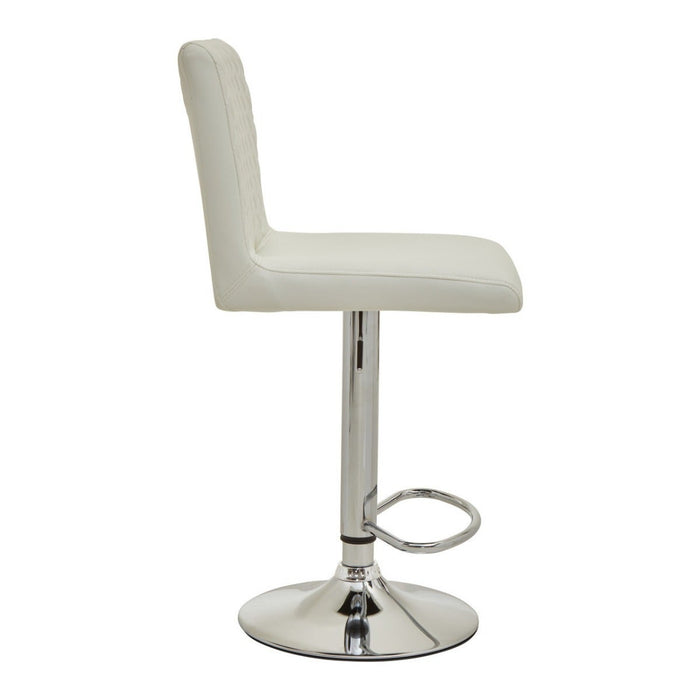 White and Chrome Bar Stool with Round Base - Modern Home Interiors