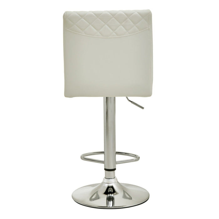 White and Chrome Bar Stool with Round Base - Modern Home Interiors