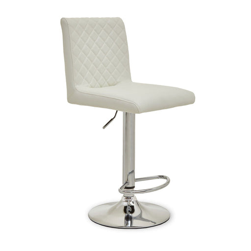 White and Chrome Bar Stool with Round Base - Modern Home Interiors