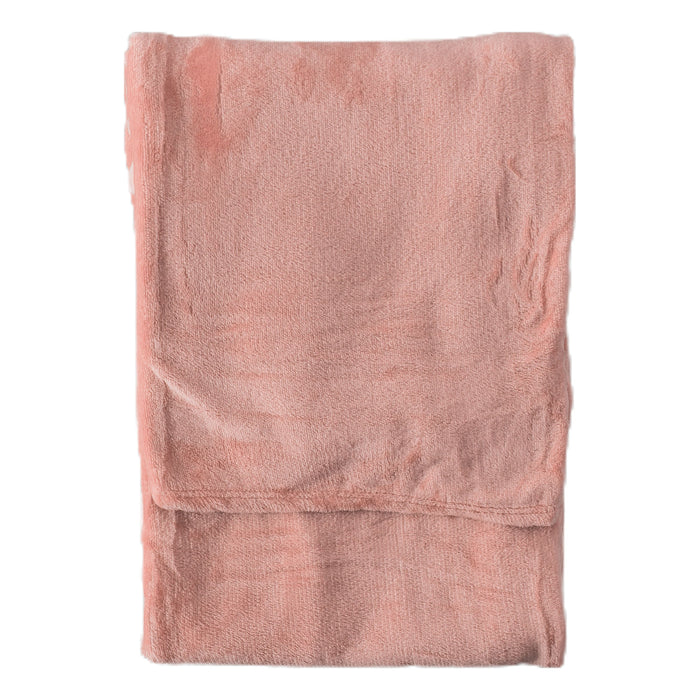 Rolled Flannel Fleece Throw - Blush