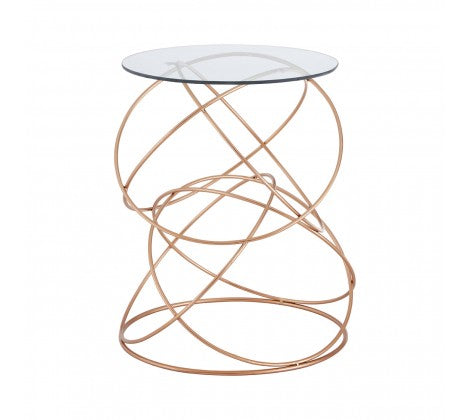 Lexa Rose Gold Circles Side Table - Modern Home Interiors