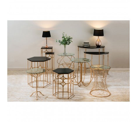 Lexa Rose Gold Circles Side Table - Modern Home Interiors