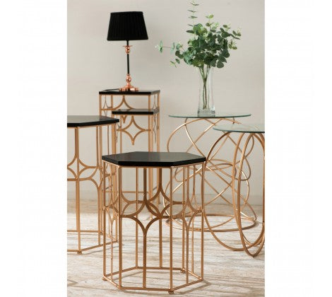 Lexa Rose Gold Circles Side Table - Modern Home Interiors