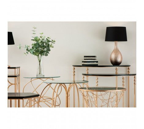 Lexa Rose Gold Circles Side Table - Modern Home Interiors