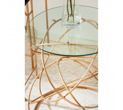 Lexa Rose Gold Circles Side Table - Modern Home Interiors