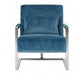 Gatsby Teal Fabric and Silver Accent Chair - Modern Home Interiors