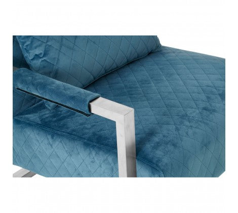 Gatsby Teal Fabric and Silver Accent Chair - Modern Home Interiors