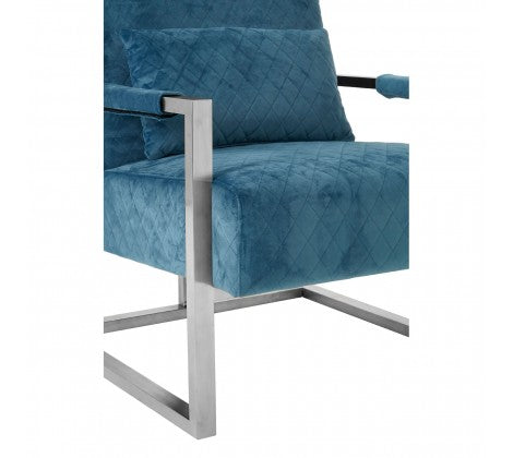 Gatsby Teal Fabric and Silver Accent Chair - Modern Home Interiors