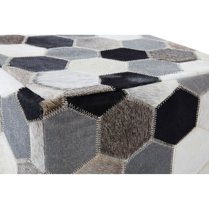 Safira Black/White/Grey Natural Patchwork Pouffe - Modern Home Interiors