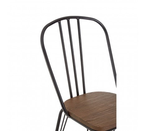 District Elm Wood And Metal High Back Chair - Modern Home Interiors