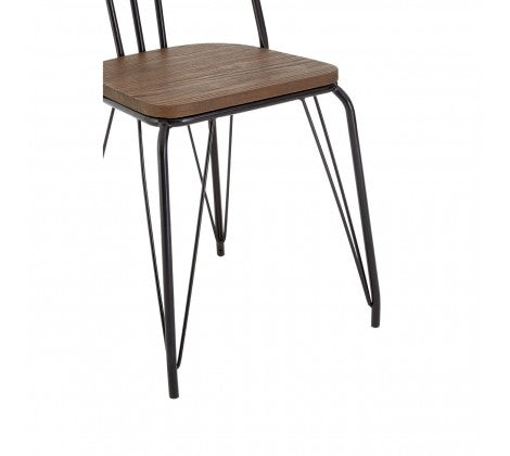 District Elm Wood And Metal High Back Chair - Modern Home Interiors