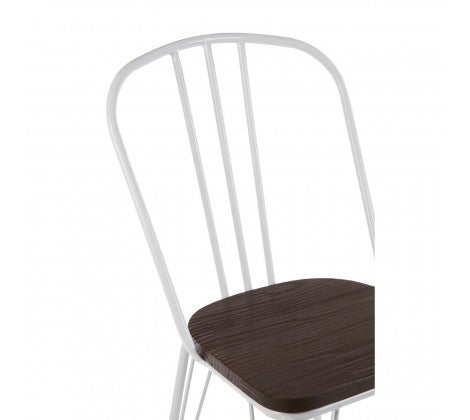 District White Metal And Elm Wood Chair - Modern Home Interiors