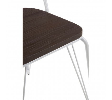 District White Metal And Elm Wood Chair - Modern Home Interiors