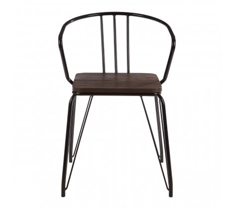 District Black Metal And Elm Wood Arm Chair - Modern Home Interiors