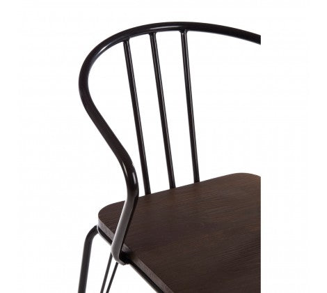 District Black Metal And Elm Wood Arm Chair - Modern Home Interiors