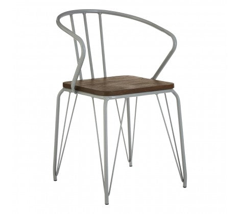 District Grey Metal And Elm Wood Arm Chair - Modern Home Interiors