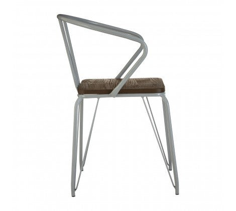 District Grey Metal And Elm Wood Arm Chair - Modern Home Interiors