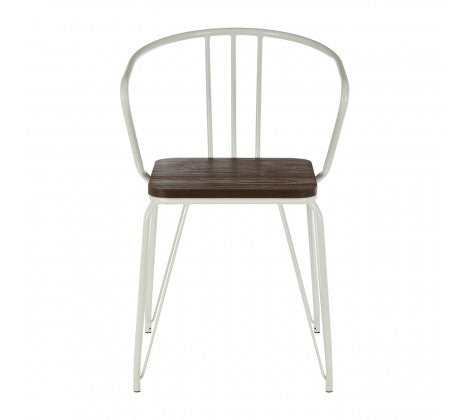 District White Metal And Elm Wood Arm Chair - Modern Home Interiors