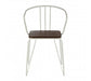 District White Metal And Elm Wood Arm Chair - Modern Home Interiors