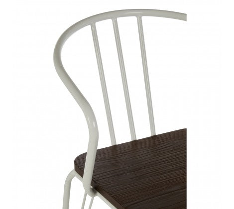 District White Metal And Elm Wood Arm Chair - Modern Home Interiors