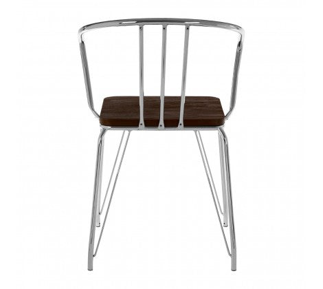 District Chrome Metal And Elm Wood Arm Chair - Modern Home Interiors