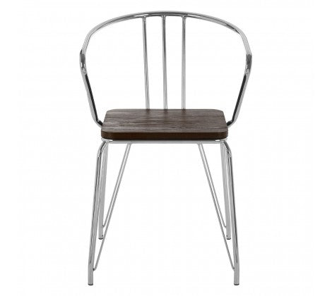 District Chrome Metal And Elm Wood Arm Chair - Modern Home Interiors