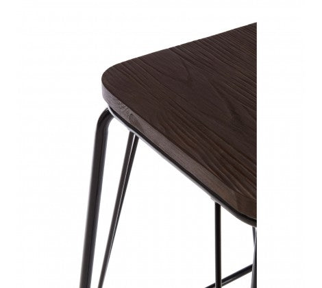 District Black Metal And Elm Wood Stool - Modern Home Interiors