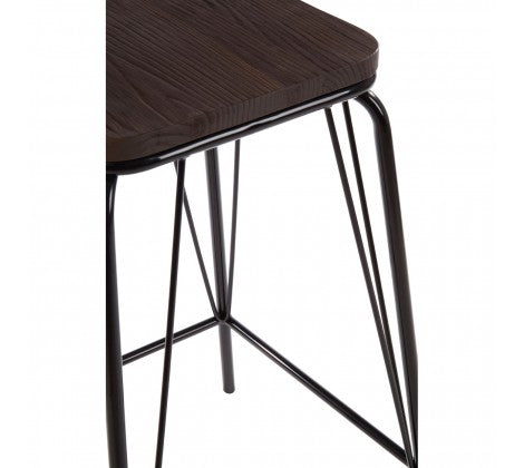 District Black Metal And Elm Wood Stool - Modern Home Interiors