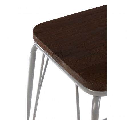 District Grey Metal And Elm Wood Stool - Modern Home Interiors