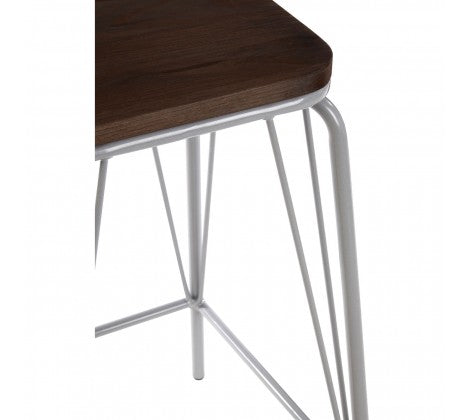 District Grey Metal And Elm Wood Stool - Modern Home Interiors