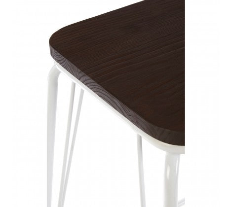 District White Metal And Elm Wood Stool - Modern Home Interiors