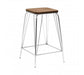 District Chrome Metal And Elm Wood Stool - Modern Home Interiors