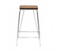 District Chrome Metal And Elm Wood Stool - Modern Home Interiors