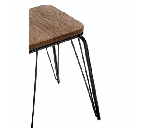 District Black Metal / Elm Small Wood Stool - Modern Home Interiors