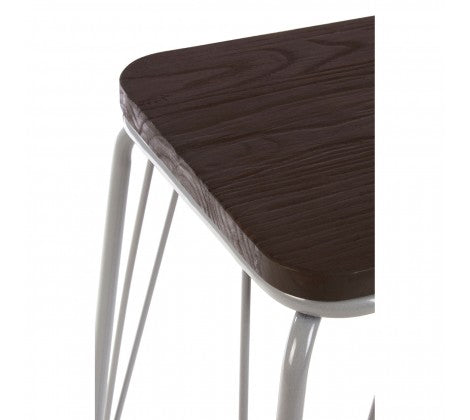 District Grey Metal / Elm Small Wood Stool - Modern Home Interiors