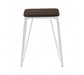 District White Metal / Elm Small Wood Stool - Modern Home Interiors