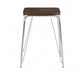 District Chrome Metal / Elm Small Wood Stool - Modern Home Interiors