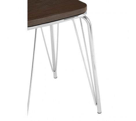 District Chrome Metal / Elm Small Wood Stool - Modern Home Interiors