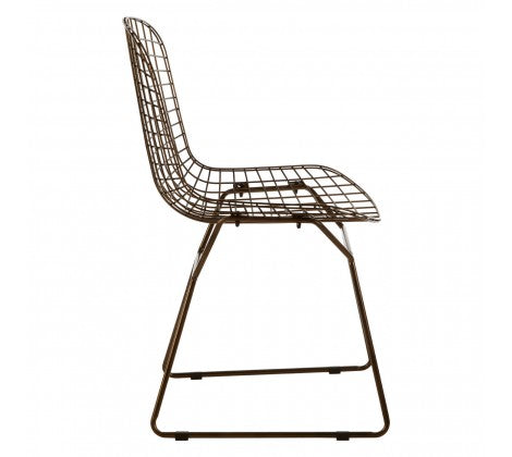 District Bronze Metal Grid Frame Wire Chair - Modern Home Interiors