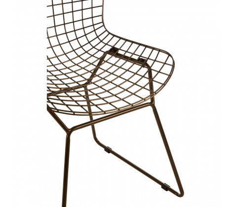 District Bronze Metal Grid Frame Wire Chair - Modern Home Interiors